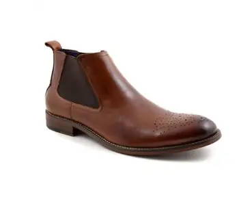 

Men's PU Brown Leather Red Wolf Claw Print Casual Chelsea Boots Zapatos De Hombre Botas Hombre Blancas TV202