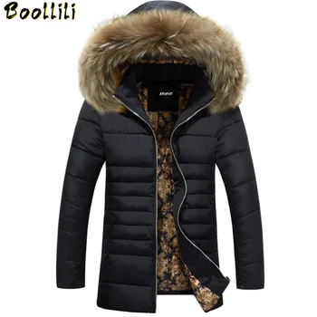 

Boollili 2020 Winter Coat Men Down Cotton Padded Man Coat Thick Outwear Winter Jacket Men Hood Faux Fur Collar Plus Size Campera