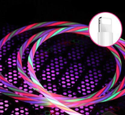 Светящийся кабель мобильного телефона зарядный кабель светодиодный Micro usb type C зарядное устройство для iPhone X samsung Galaxy S8 S9 зарядный провод шнур - Название цвета: For iphone Colorful