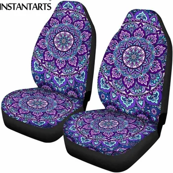 

INSTANTARTS Front Car Seat Covers Africa Flower Driver Seat Cover/Sheet Mandala Pattern Car Interior Decoration Polyester Fabric