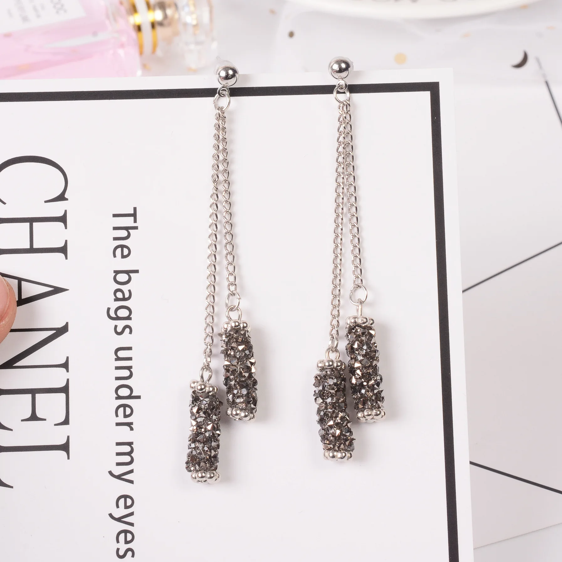 Aretes de mujer; Новинка года; синяя блестящая кисточка; серьги-подвески; ювелирные изделия; массивные серьги; корейские серьги для женщин - Окраска металла: 5