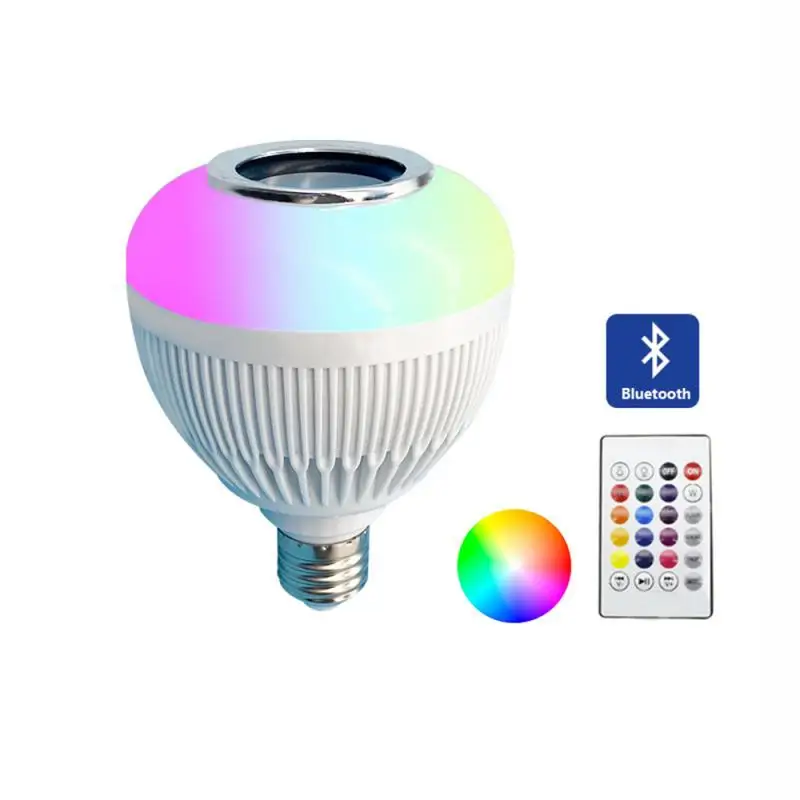 Hrph 12W E27 LED RGB Wireless Bluetooth Speaker Bulb Light Music Playing Lamp+Remote Controller 