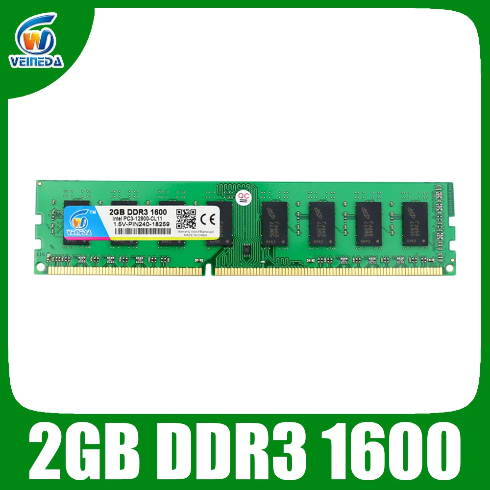 Оперативная память VEINEDA ddr3 2 Гб Память ddr3 1333 для Intel AMD настольных PC3-10600