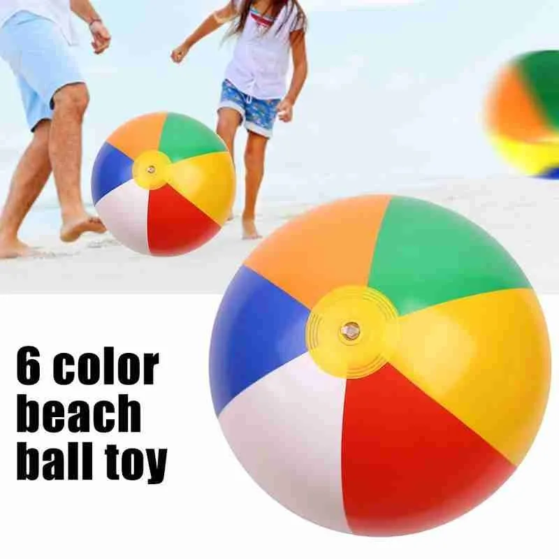 Pelota de playa inflable de verano para exteriores, juguete divertido para la playa, juego de natación, agua de 6 colores, Balón de juguete inflable de 12/14/16/20/25 pulgadas