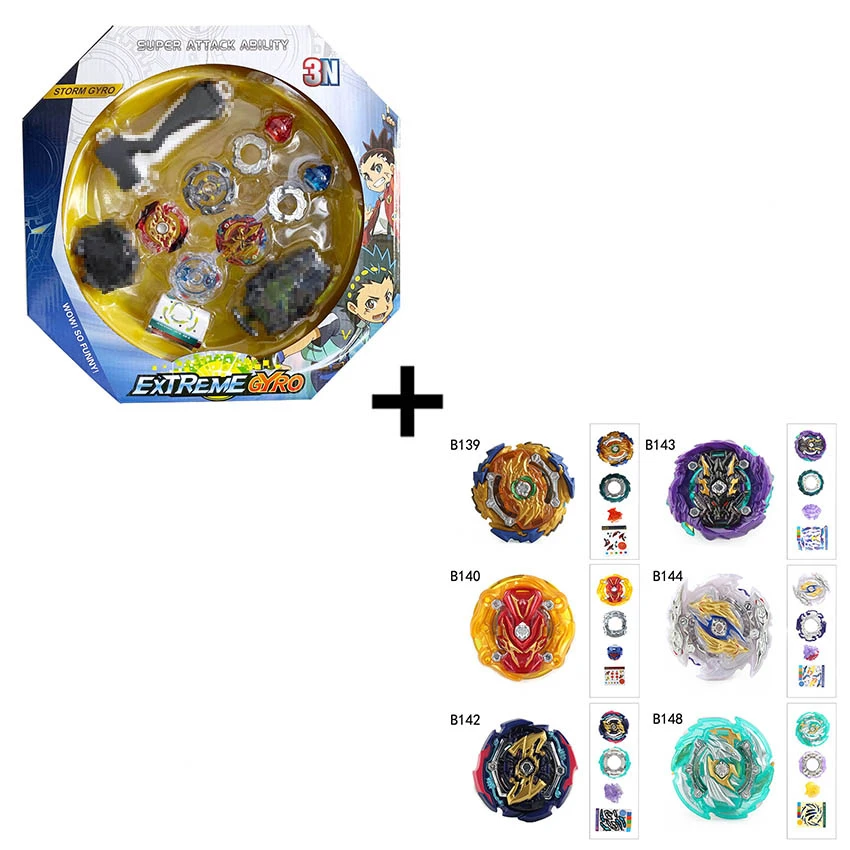 Набор пусковых устройств Bey blades Toys Arena Bay blades Toupie Metal Burst God spinning top подарки для детей - Цвет: set with 6pcs gyro