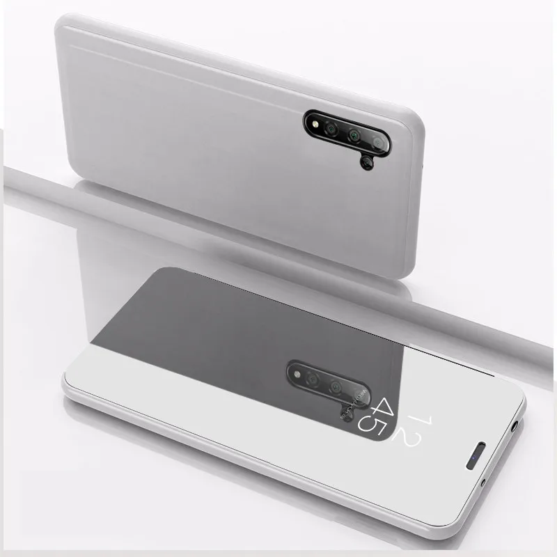 Умный зеркальный флип чехол для samsung Galaxy Note 10 Plus, прозрачный чехол с подставкой для Notee 10 Pro Note10, кожаный чехол - Цвет: sliver