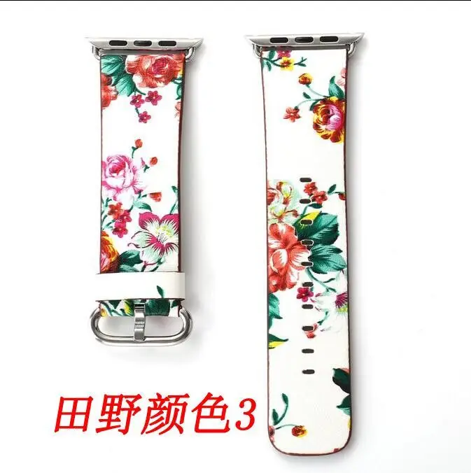 Отличная кожаная Петля с цветочным узором для iwatch 5 4 3 2 1 ремешок для Apple Watch 38 мм 42 мм 40 мм 44 мм - Цвет ремешка: white red