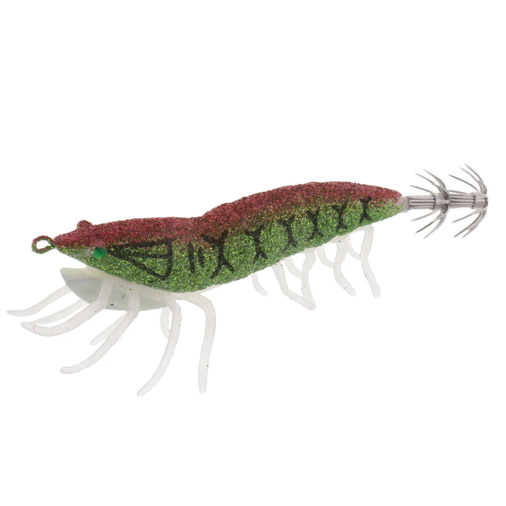 Saltwater Squid Jigs Hook Artificial Wood Shrimp Fishing Lure Hard Bait for Sleeve-fish/Squid/Octopus/Cuttlefish