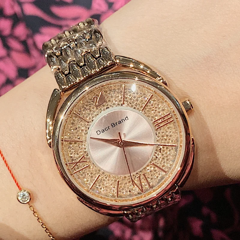 rose gold Роскошные женские часы с бриллиантами, розовое золото, часы с кристаллами, Топ бренд, женские повседневные часы, женские часы с браслетом, relogio feminino - Цвет: rose gold