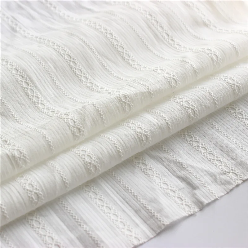 White - Prewashed Cotton Jacquard Fabric 07
