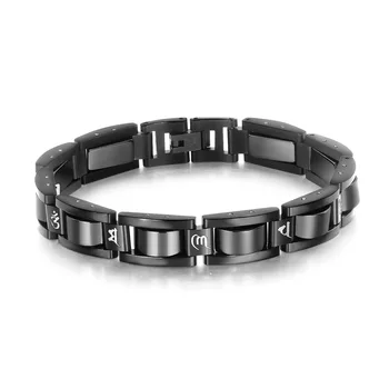

Fashion Magnet Bracelet for Men Six-Word Mantra Wristband Stainless Steel Chain Link Bangle Office Style Male Jewelry