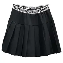 Весна Лето Новая консервативный Стиль Анти-легкая мини-юбка с надписью Женская плиссированная юбка с высокой талией