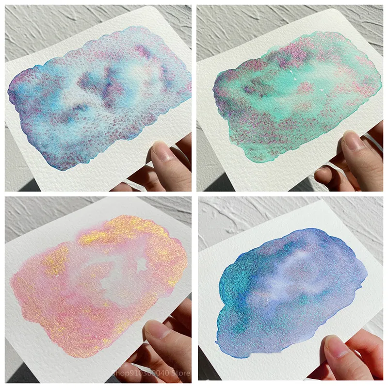 Mica Layered Watercolor Pigment 10 Colors 1ML Pearlescent Chameleon Precipitation Color Master Painting Art Supplies watercolor pigment
