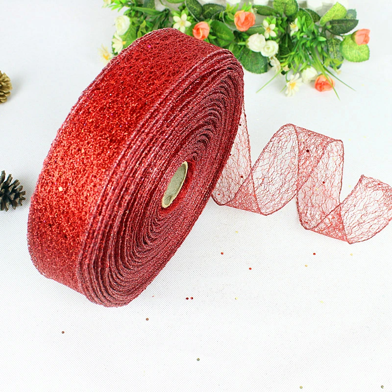 2 м марлевая красная Золотая Серебряная лента 5 см металлическая Блестящая лента для свадебной вечеринки рождественские украшения для самодельного изготовления подарочная лента для торта