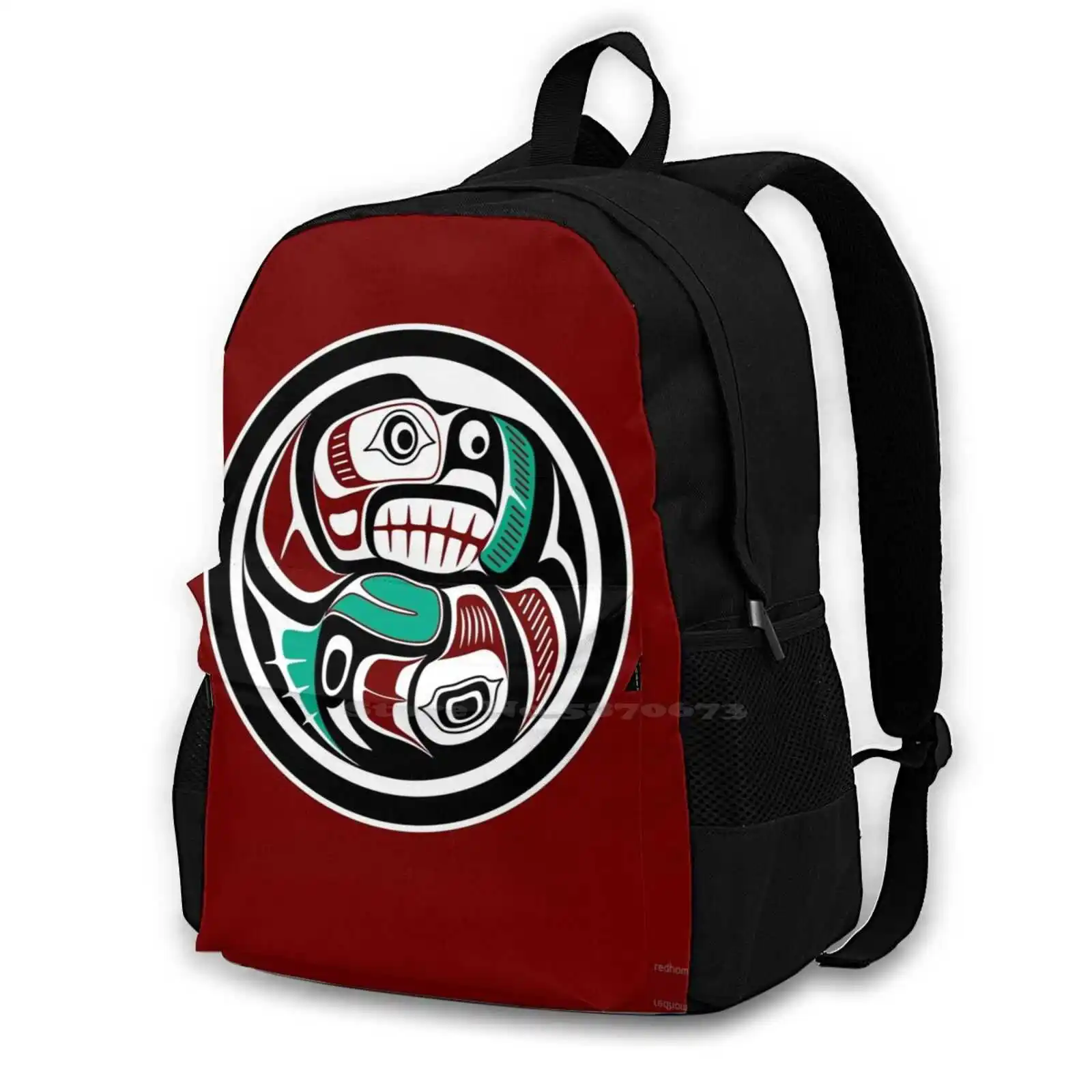 

Northwest Pacific Coast Otter Chasing Salmon Backpacks For School Teenagers Girls Travel Bags Northwest Coast Haida Art Otter