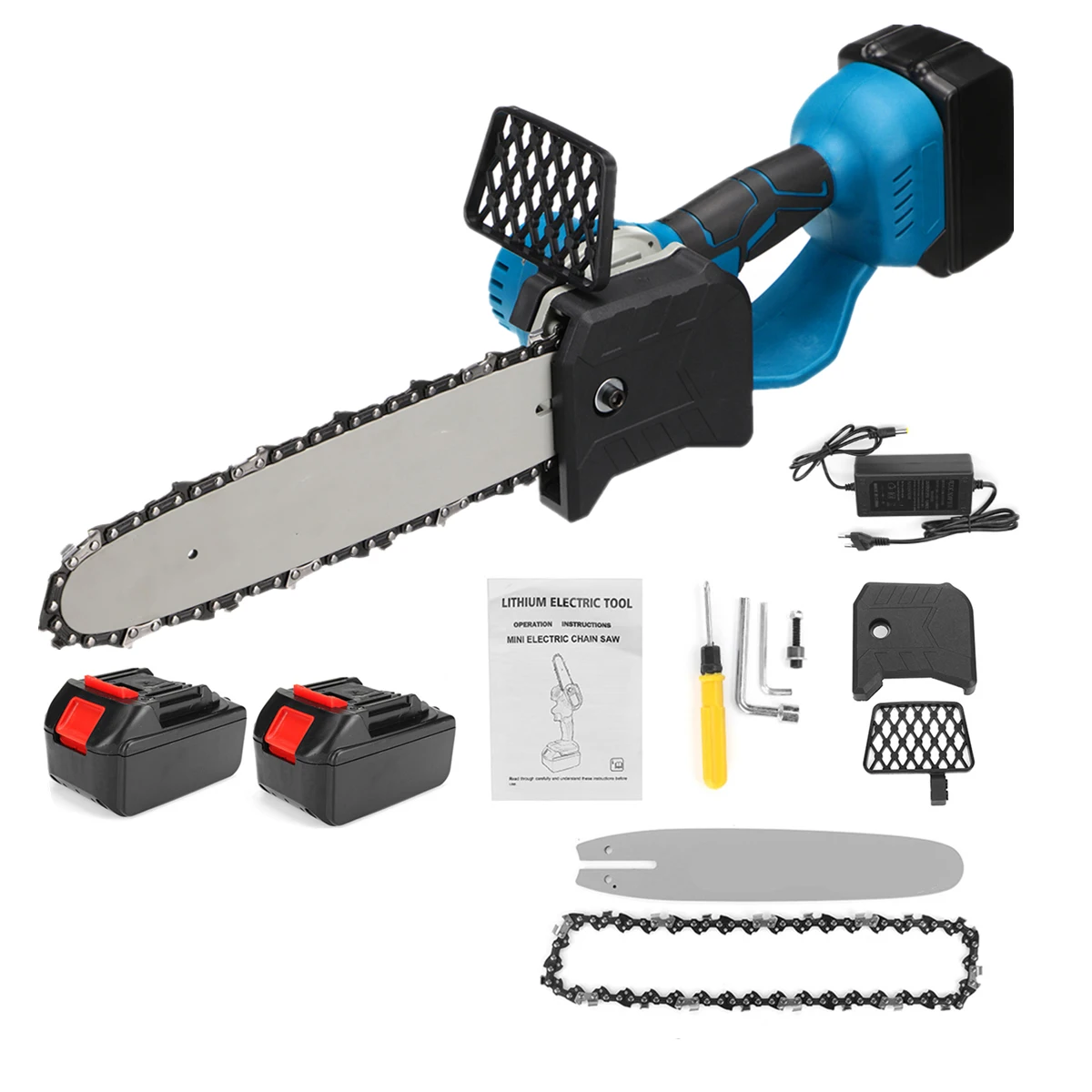 3000W 8 inch Electric Chainsaw Bracket Cordless Chain Saw Wood Cutter Cutting Machine Woodworking Tools With 588VF Battery