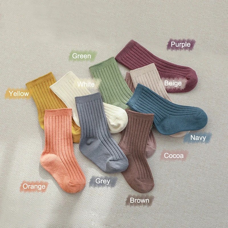 5PCS/Lot Baby Girl Socks Newborn bebe Kids Infantil Clothes Cotton Anklet Feetwear Solid Colorful Children Toddler Sock 0-8T