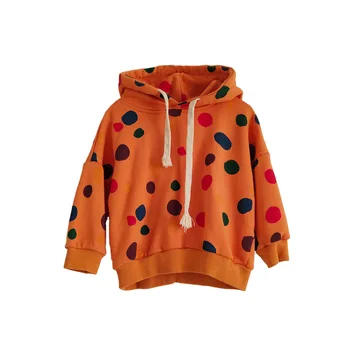 

WLG boys girls autumn hoodies kids dot printed gray orange hooded long sleeve hoodie baby casual all match tops