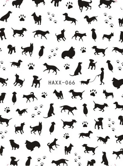 Новейшие Haxx серии 66 67 68 3d наклейки для ногтей искусство милые собаки шаблон DIY Инструменты для украшения ногтей типсы - Цвет: black 66