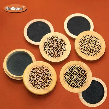 

Wholesale Natural Bamboo incense coils Burner incensing holder round with fireproof mat Portable incenso incienso censer