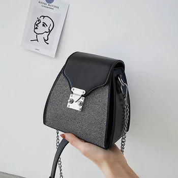 

Light Luxury Design Wild Sequins Shoulder Messenger Bag Fashion Rivet Chain Clutch Bucket Bag Texture Hardware Lock Ladies Bag