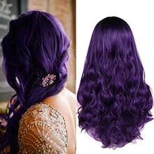 FAVE парики женские длинный волнистый черный фиолетовый темный корень термостойкие волокна синтетический парик для черных/белых женщин 26 дюймов косплей парик волос