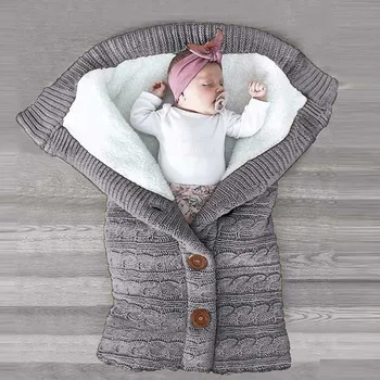 

Newborn Sleeping Bag Infant Baby Blanket Knit Crochet Winter Warm Swaddle Wrap Sleeping Bag Winter Keep Warm