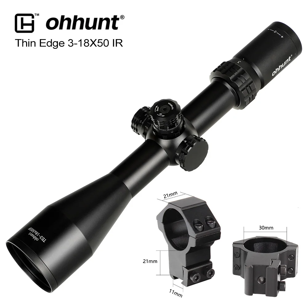 Охота ohhunt тонкий край 3-18X50 SF Riflescopes Боковая регулировка параллакса Mil Dot стекло Etched сетка Turrets замок сброс съемки область - Цвет: High Dovetail Rings