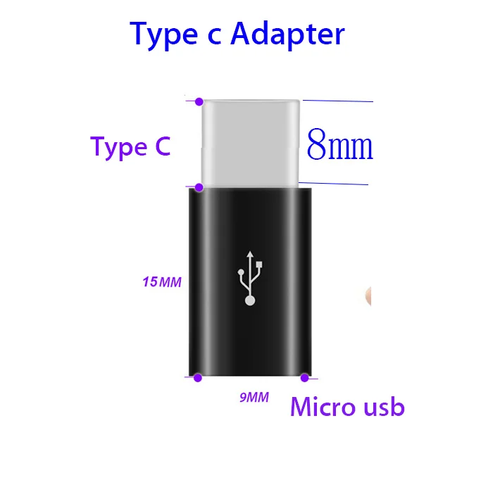 10 мм Длинный разъем Micro USB зарядный кабель для Doogee S60 X20/X30/X10 X5/Max/Pro Shoot 2 Oukitel K10000/K3/C8 кабель для зарядного устройства - Цвет: Type c adapter