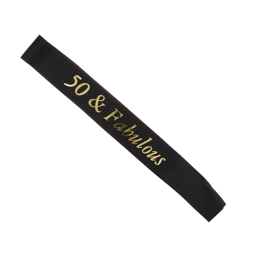 Gilding Gold 30 40 50 60 70 80 and Fabulous Sash for Birthday Anniversary Party Favors Supplier and Decorations Black