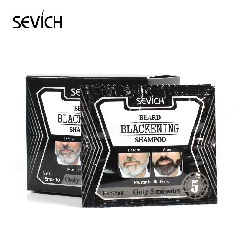 Шампунь Sevich Fast Black Beard всего 5 минут серый удалитель бороды краситель борода окрашивание шампунь 15 мл борода черный красящий шампунь