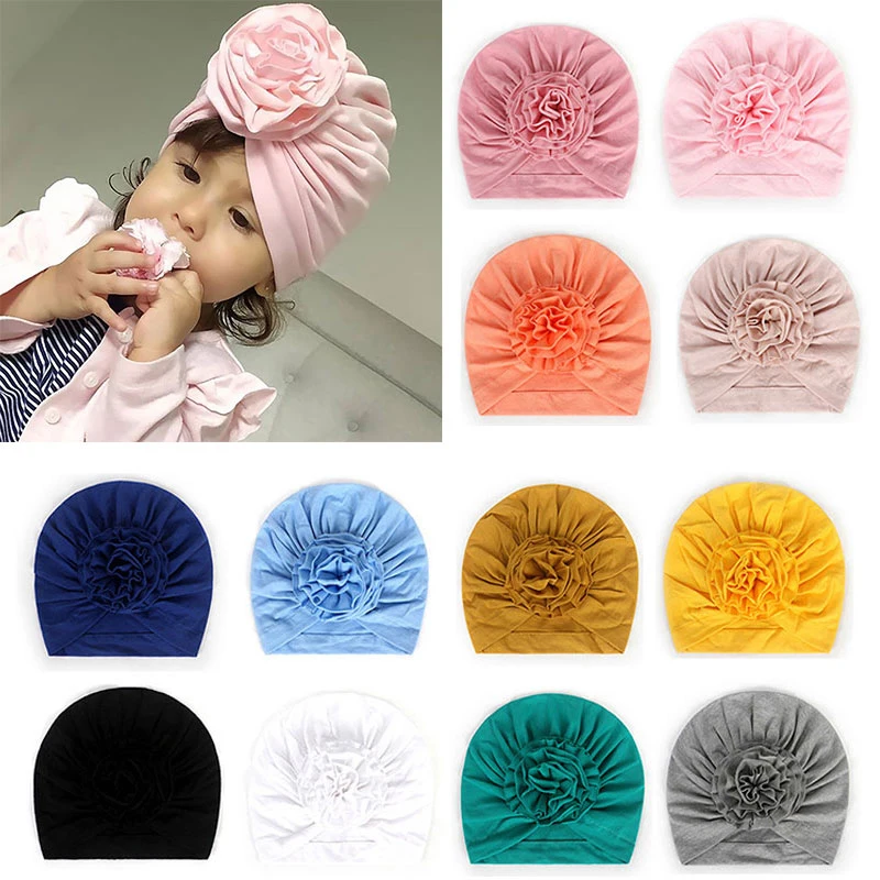 

Children Baby Girls Boho Hat Beanie Scarf Turban 2020 New Spring Head Wrap Cap Candy Color Lovely Baby Beanies Accessories
