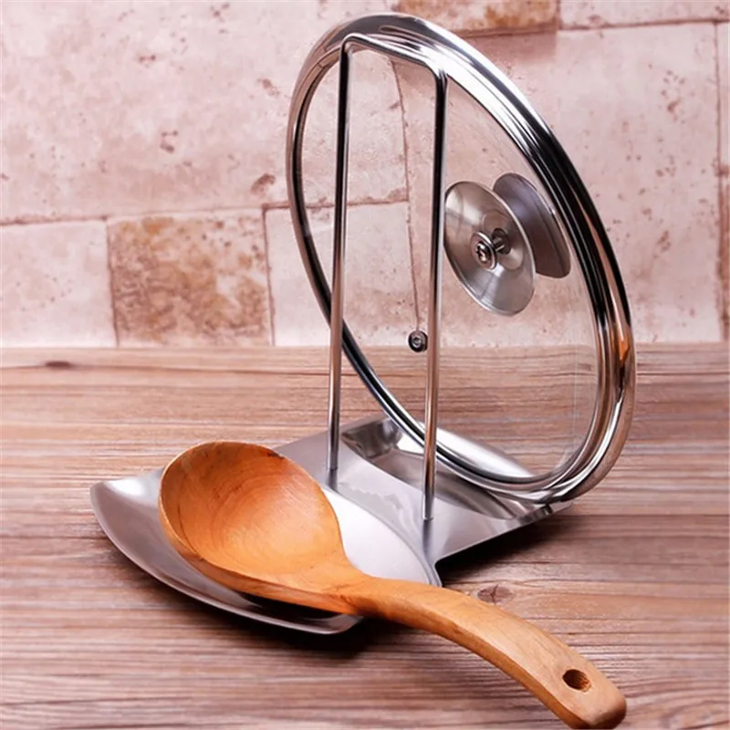 Stainless Steel Pan Pot Cover Lid Rack Stand Spoon Holder Kitchen Accessories Stove Organizer Storage Soup Rests | Дом и сад