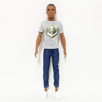 

Ken The Boy Friend Gray Tee Blue Trousers Set forBarbie Doll Clothes Accessories Play House Dressing Up Costume Kids Toys Gift