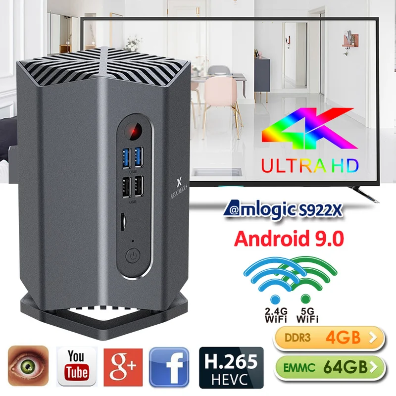 Игровой ТВ коробка Android 9,0 A95X MAX Plus Amlogic S922X Поддержка USB3.0 1080P H.265 4K 75fps магазине Google Player Plex медиа-сервер
