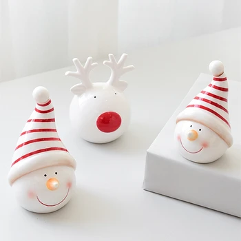 

Christmas Decoration 2021 New Year's Decor Ceramic Snowman Elk Creative Party Gifts Desktop Furnishings Christmas Tree Ornaments
