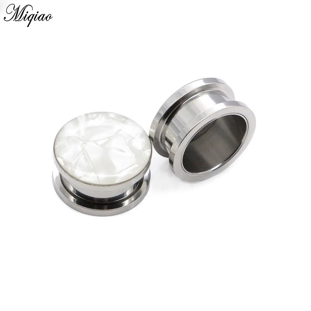 

Miqiao 2pcs 4-25mm Stainless Steel Ear Tunnel Plug Ear Gauge Plug and Tunnel Fleash Ear Stretcher Body Jewelry