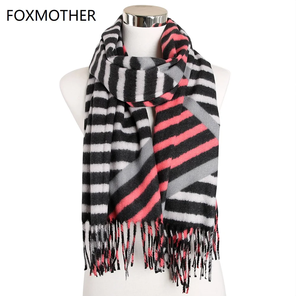 FOXMOTHER новые зимние разноцветные кашемировые шарфы шаль Пашмина теплый шарф