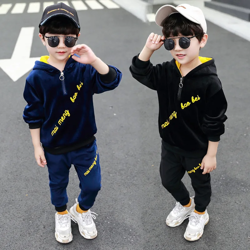 

Toddler Boy Clothes Kids Clothes Boutique Kids Clothing Leisure children children in qiu dong outfit add wool two-piece outfit