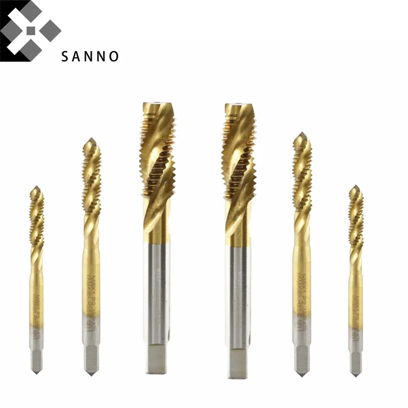 10pcs  Hss spiral fluted machine screw tap M2 M8  M14 M20 spiral pointed taps tapping thread forming tap for Chip Removal, Iron (2)