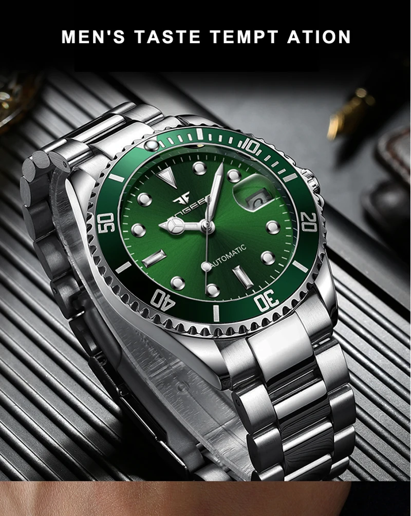 Luxury Brand FNGEEN Mechanical Watch Men Automatic Watch Male Clock Auto Date Men's Watch Luminous Watches Montre Homme 2020
