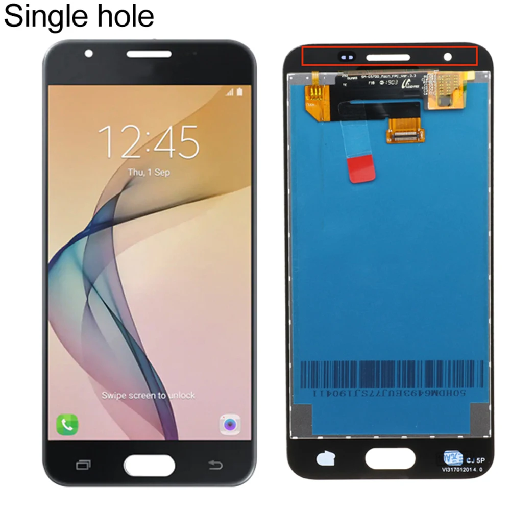 Одно/двойное отверстие lcd сенсорный экран дигитайзер для samsung Galaxy J5 Prime G570F