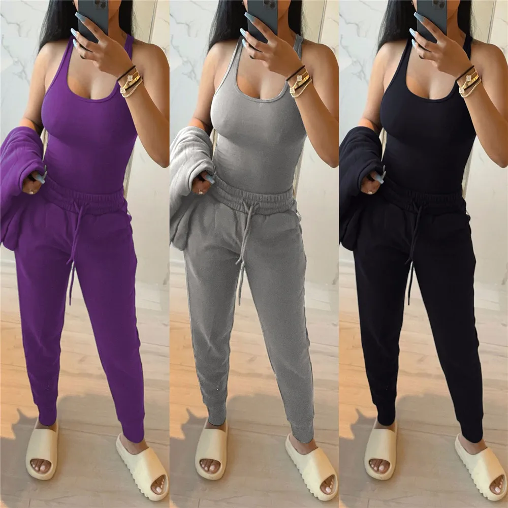 

Sweatpant Woman Solid Color Mid Waist Drawstring Cotton Pencil Pants Casual Sports Jogging Femme