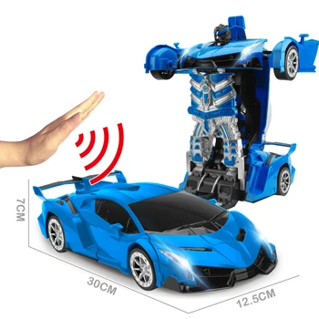 2.4Ghz Induction Transformation Robot Car 1:14 Deformation RC Car Toy led Light Electric Fightint Robot Models Gift for Boy Y156 1