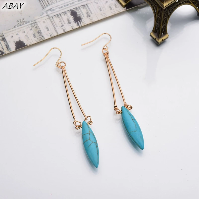 ABAY изысканные винтажные синие мраморные серьги в форме капли корейские