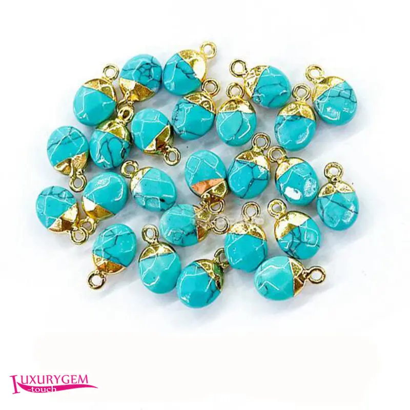 

Synthetic Blue Turquoises Stone Spacer Loose Beads 8x10mm Faceted Oval Shape DIY Jewelry Accessories 5Pcs a4113