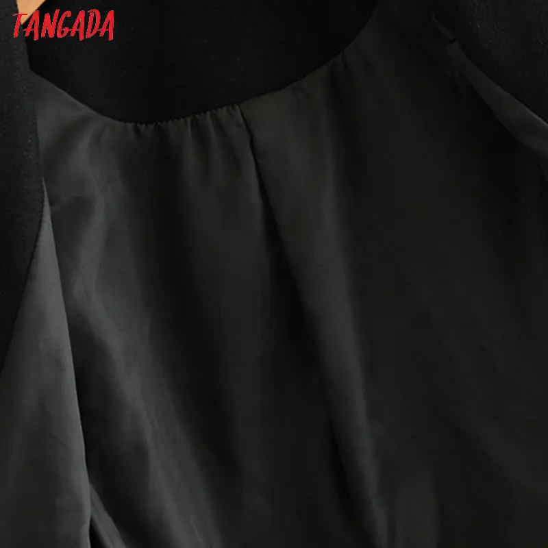 Tangada женское черное зимнее длинное пальто с пуговицами, женское теплое шикарное пальто с карманами, винтажная верхняя одежда 2W107