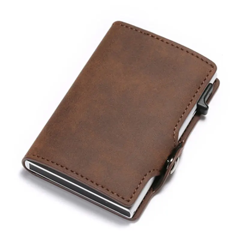 Bisi Goro Single Box Card Holder Pu Leather Card Wallet New Men Rfid  Blocking Aluminum Smart Multifunction Slim Wallet Card Case - Wallets -  AliExpress