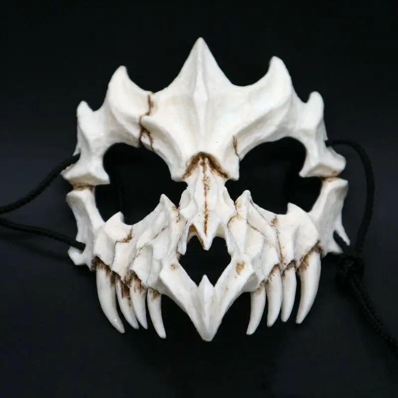 Маски японского дракона, Бог, смоляная маска для косплея, белый череп, страшная полумаска для лица, белый череп, страшная полуполная маска для лица, креативные маски