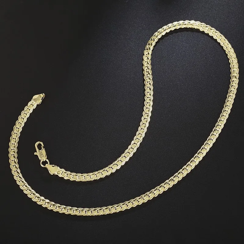 AGTEFFER S925 Sterling Silver 6mm Full Sideways Necklace 8/18/20/24 Inch Chain For Woman Men Fashion Wedding Engagement Jewelry